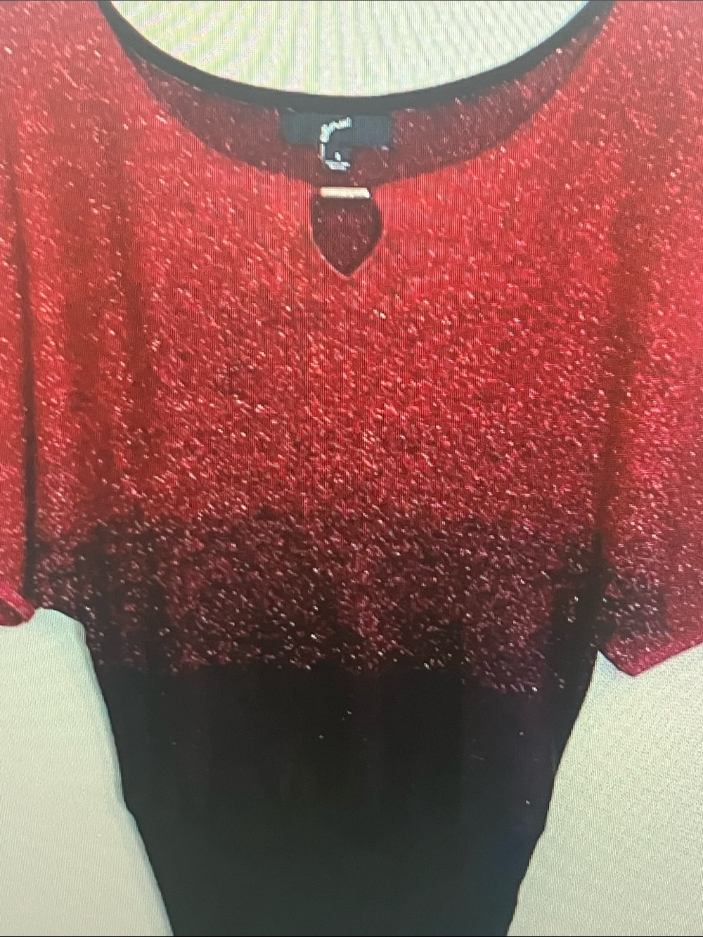 GNW Red to Black Ombre Scoop Neck Sweater